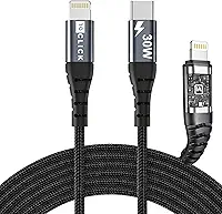Cabo Lightning Turbo 30W Compatível iPhone 14 13 12 11 Pro Max XS X 8 Plus e iPad MFi Nylon 66 Trançado Reforçado Carregamento Rápido PD e Sincronização Dados Edição Especial Premium Pro+ 1M 10CLICK®