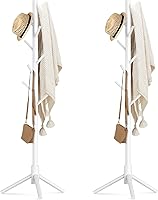 Vista 8 de Haddockway Perchero de Madera con 8 Ganchos de Pino de Nueva Zelanda con 3 Niveles Ajustables, Árbol Perchero de Pie de Fácil Montaje para Abrigos