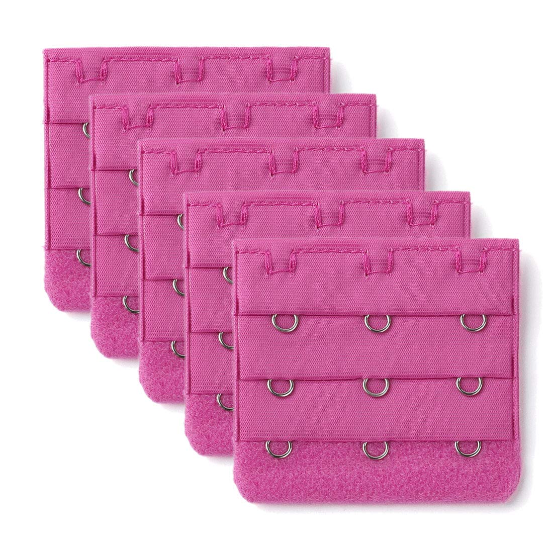 sourcing map 3 Hook 3 Row Stretchy Bra Strap Extenders Buckle Hooks Bra Band for Women Fuchisa 5 pcs