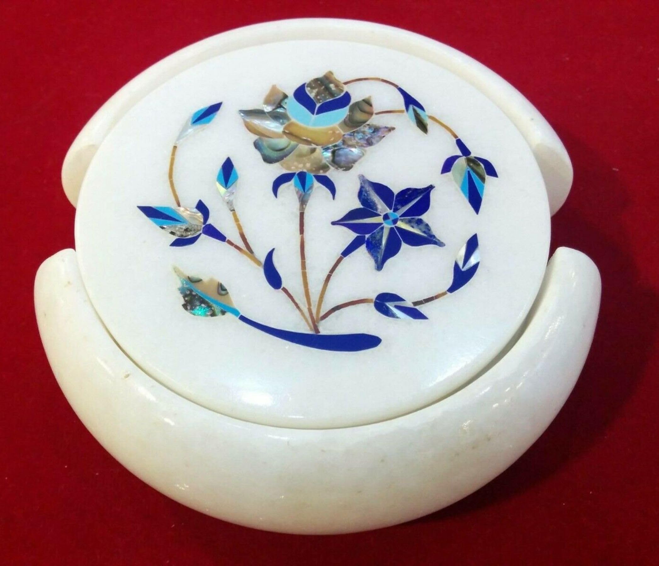 Sous-verres en marbre et lapis-lazuli de 11,4 cm de diamètre pour verres et tasses