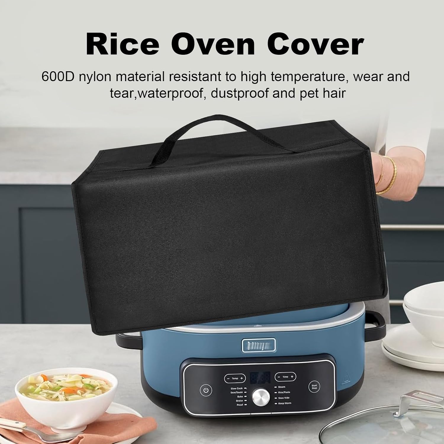 Slow Cook Dust Cover compatible with Ninja MC2001 PossibleCooker PRO Plus, 8.5-QT Multicooker, Heavy Duty Heat Resistant Covers Case for Purpose Cooker Rice Oven Accessories ((Cover Only) (Black)