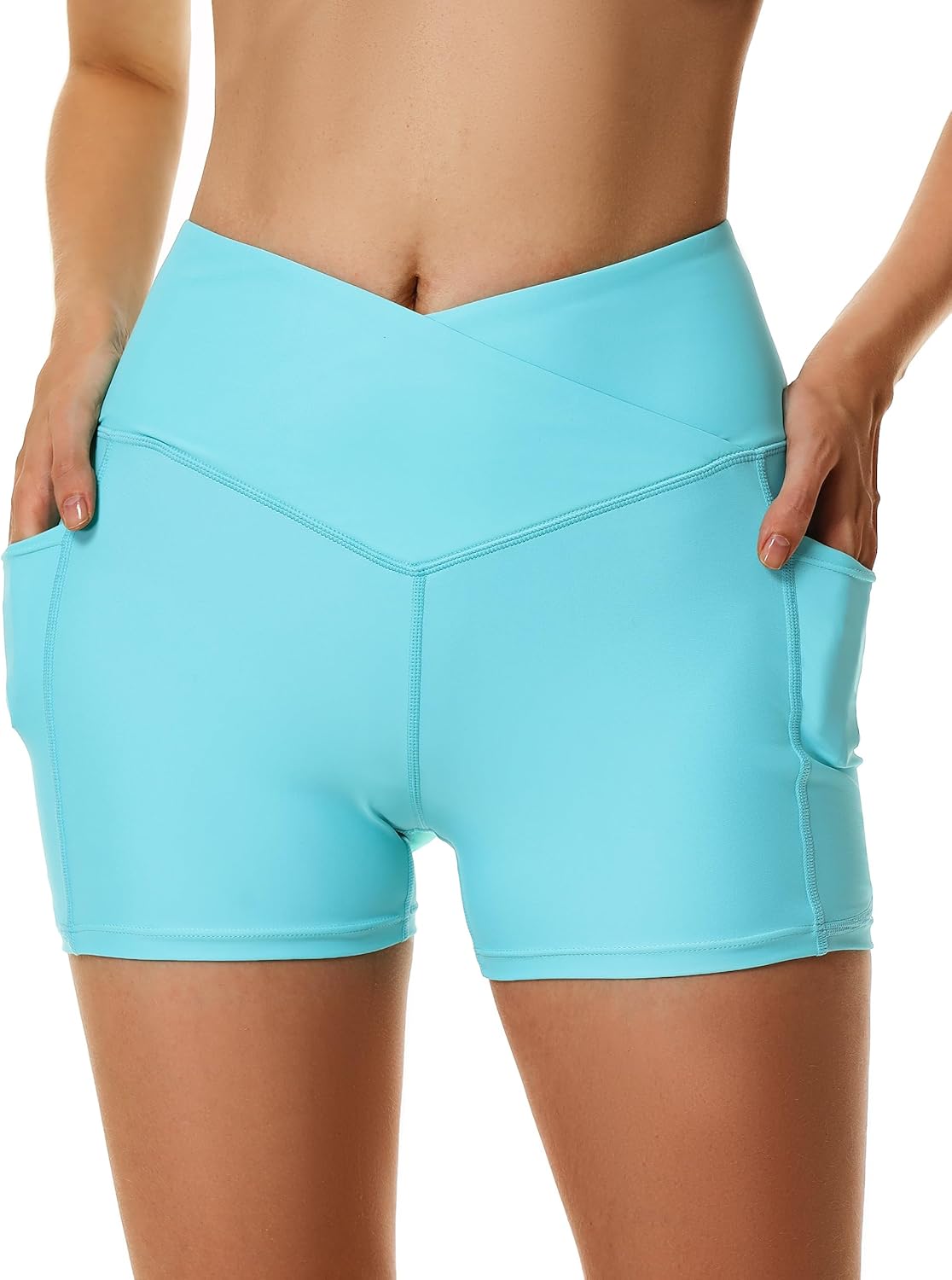 Womens 3" Swim Shorts High Waisted Board Shorts Bathing Suit Bottoms