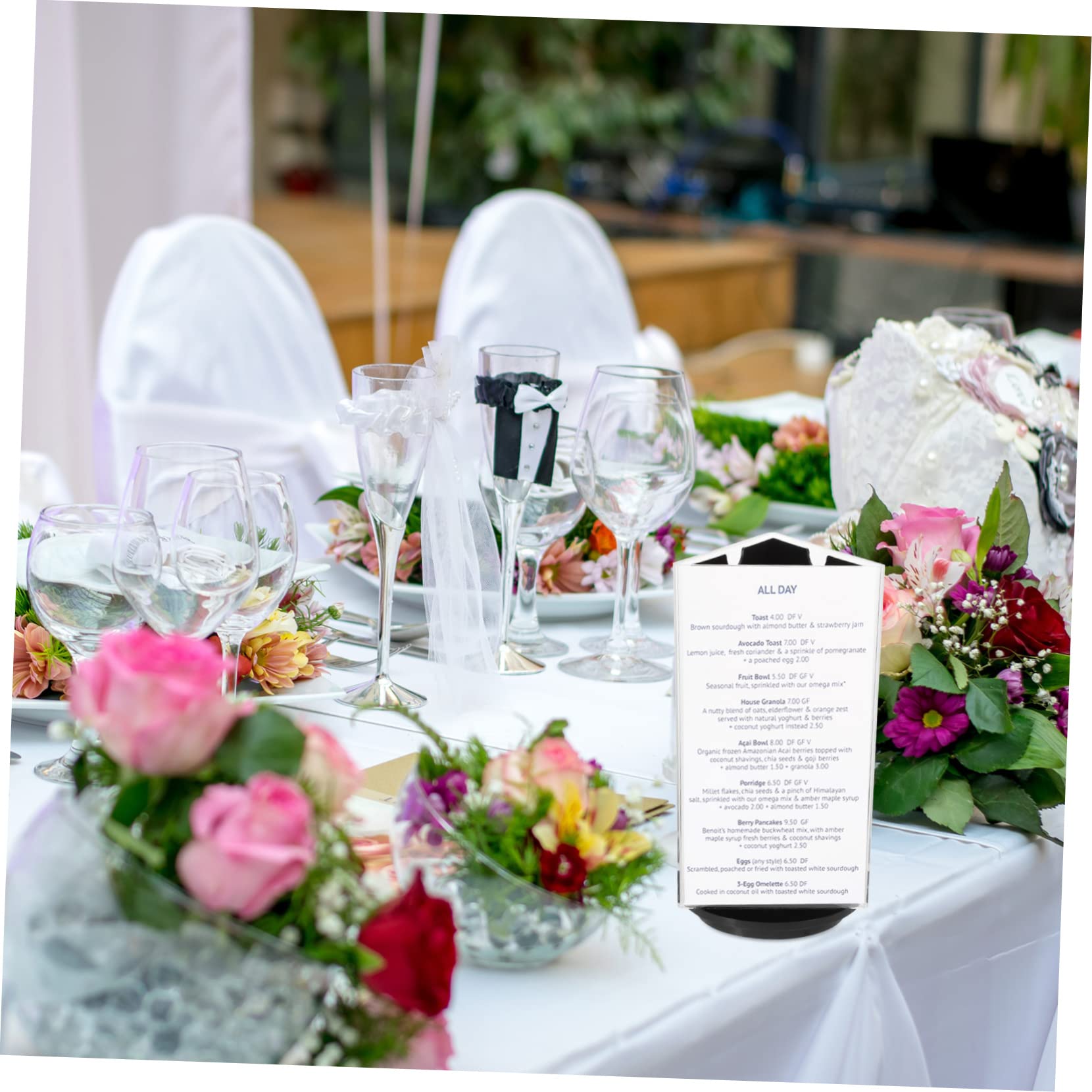 SEWACC 3 Stück Acryl Tischaufsteller Drehbar Dreiseitiger Menühalter Transparenter Stabiler Preisschildhalter für Restaurant Büro Laden und Ausstellung
