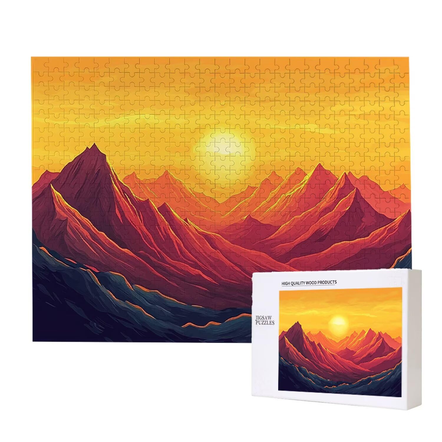 1500 Pezzi di Puzzle, Montagne del tramonto1500 Pezzi di Puzzle per Adulti, Regalo di Anniversario e Natale, Decorazione Della Casa, Prevenzione Della Degenerazione Cerebrale Negli Anziani v-853