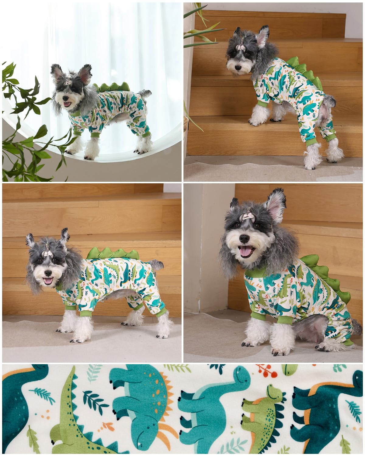 CuteBone Dinosaurier Kostüm Hund Pyjamas, elastische Spandex Kristall Samt Schlafkleidung Mantel für kleine Hunde, weiche und warme Haustier Outfit Kleidung für kaltes Wetter COSP05S-DE
