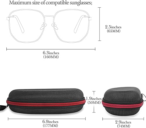 Miniatura 2 de Linkidea Estuche rígido extra grande para lentes de sol, bolsa de almacenamiento de gafas de sol de gran tamaño (XXL), Negro -