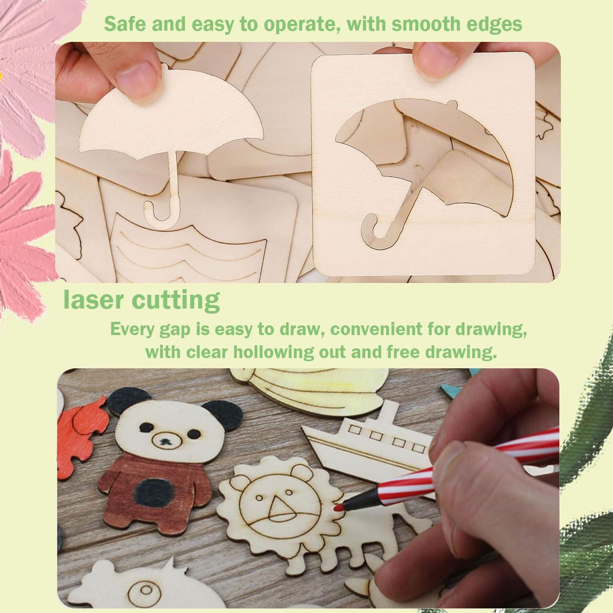 Wooden Stencils for Kids - 20 Piece Set -3
