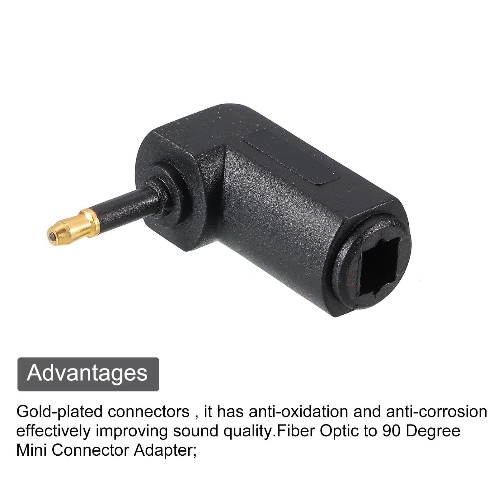 Sourcing Map Adattatore Ottico 90 Gradi (2 Pezzi) - Connettore Digitale In Fibra Ottica Con Placcatura Oro, Lunghezza 34mm - Nero - 2