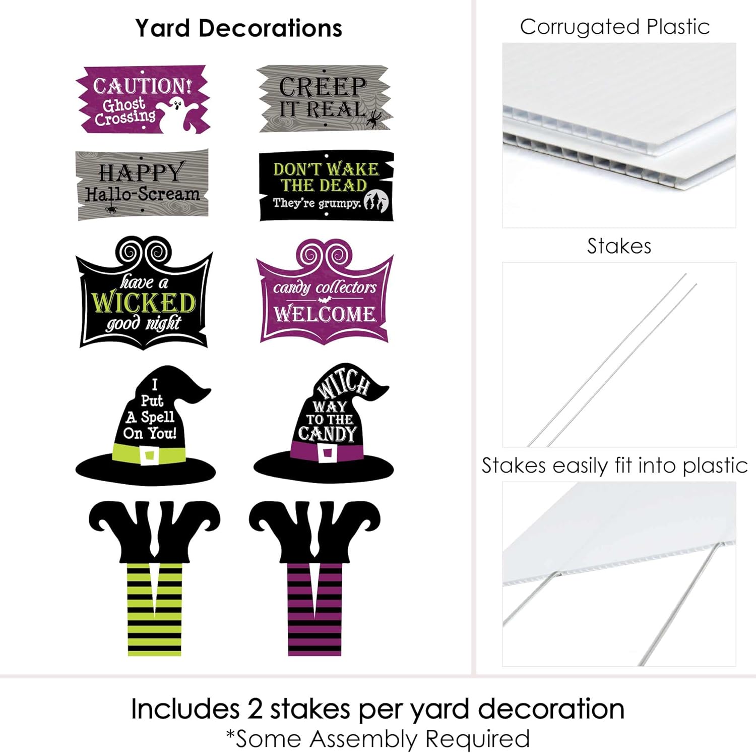 Big Dot of Happiness Happy Halloween - Witch Lawn Decorations - Outdoor Halloween Yard Decorations - 10 Piece