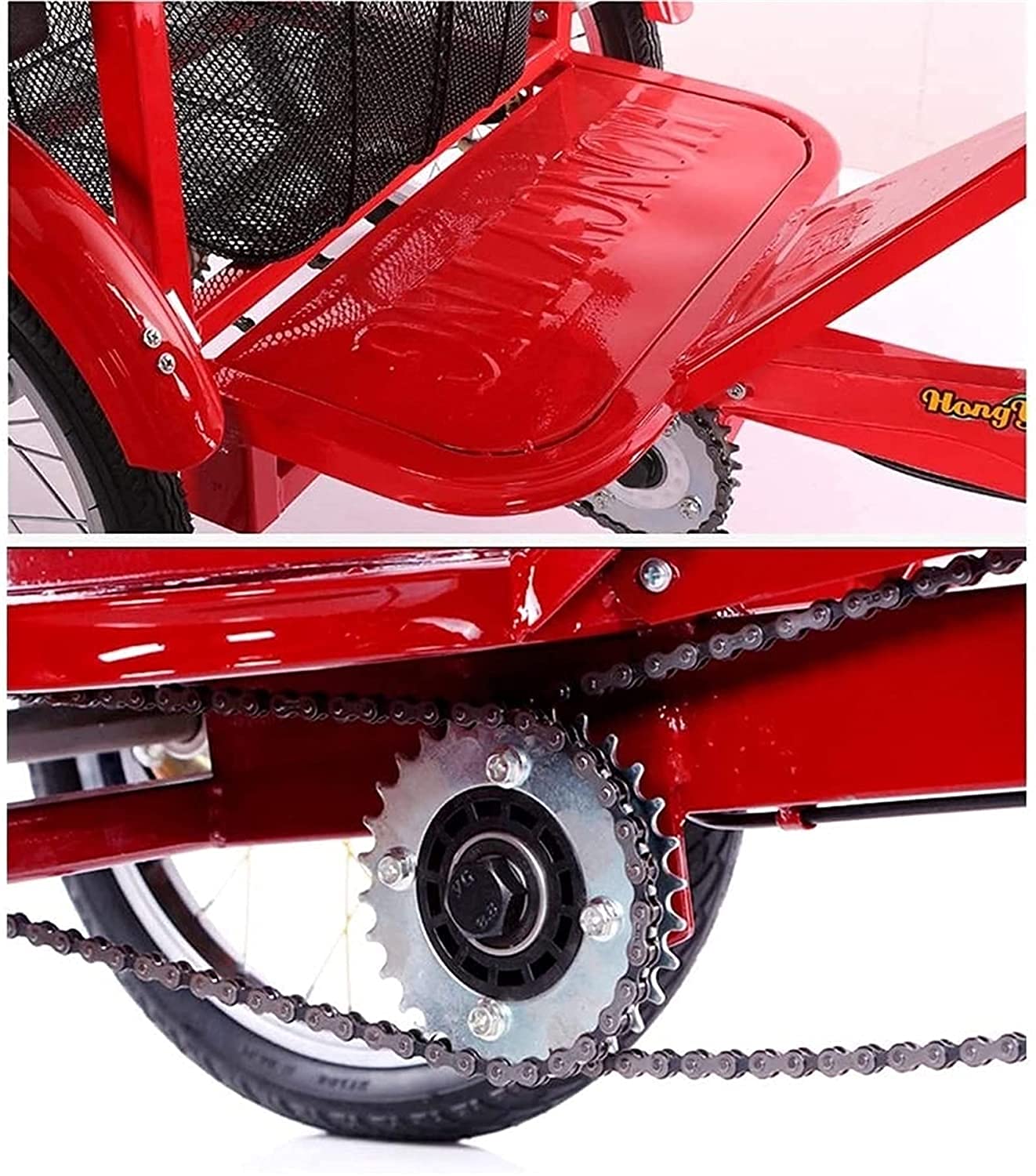 Triciclo per adulti, 3 ruote per adulti, triciclo pieghevole a doppia trasmissione, 3 ruote per adulti anziani, biciclette con cestino per il trasporto, picnic e biciclette con pedale per la