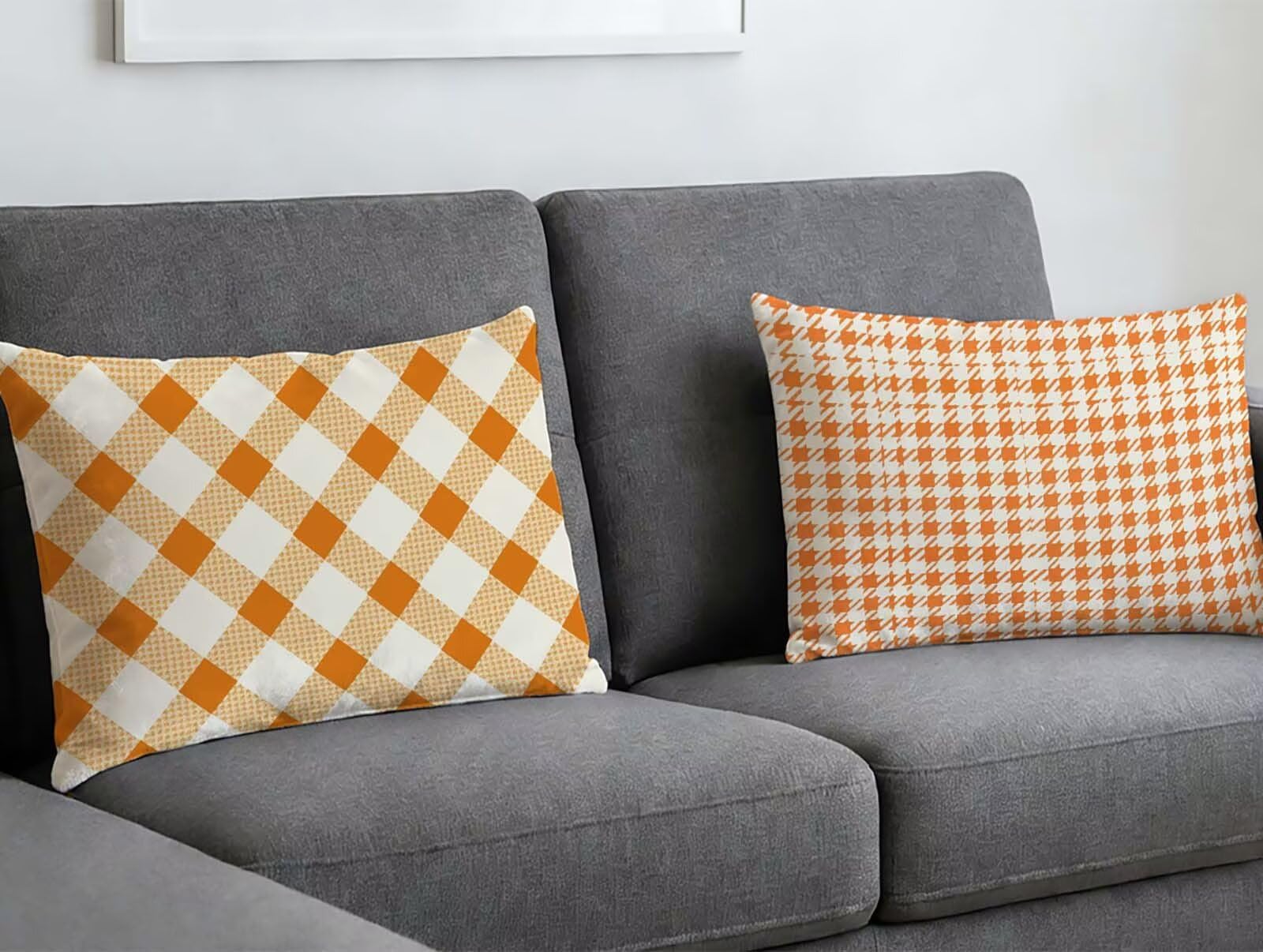 Housse de coussin 40x80 orange brûlé en velours lot de 2 pour canapé