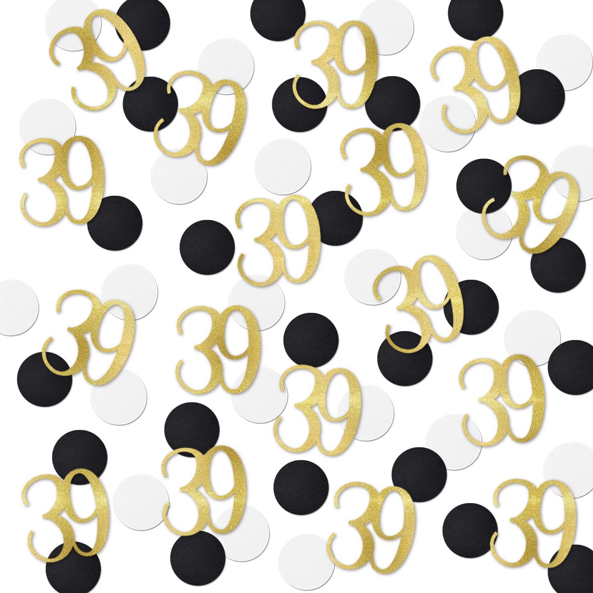 Gold Glitter 39 Confetti, 39th Birthday Number Confetti, 200pcs Anniversary Party Table Decoration Supplies