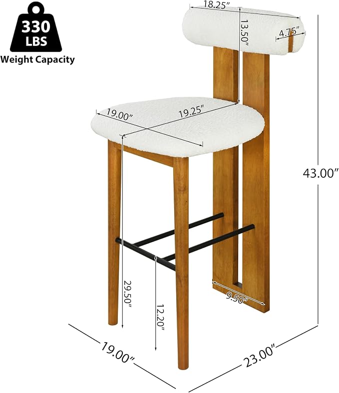 Set de 2 butacos de madera para interior con asiento acolchonado miniatura 2