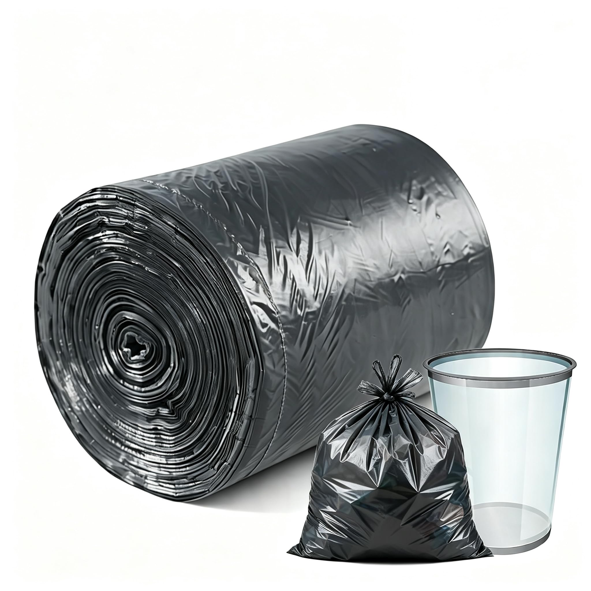 Rosebloom Bolsas de basura de 18 galones, bolsas de basura grandes, gris, 100 unidades