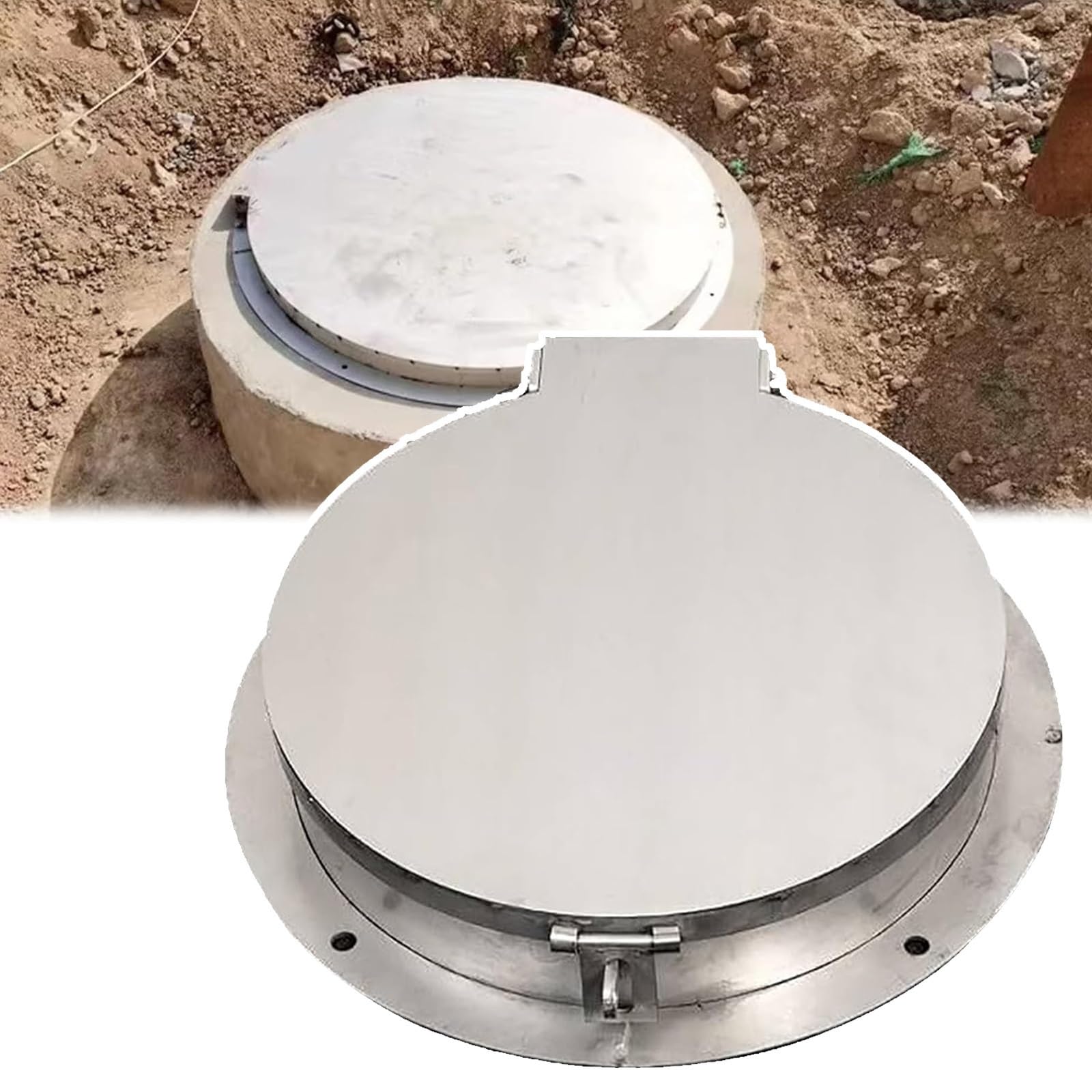 FQMYLTYN Tapa de Registro Redonda con Cerradura, Tapa y Marco de Acero Inoxidable para Tanque Séptico, Cubrir De Inspección para Depósito de Aguas Residuales, Cubrir para Bombas de Sumidero(20cm/8in)