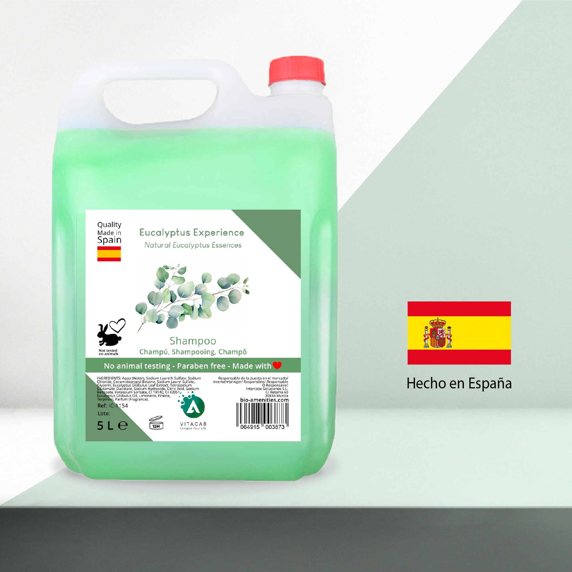 Packung mit 4 Kanister Eukalyptus Shampoo - 5 Liter - Eukalyptus-Duft - Ideal für Seifenspender - Nachfüllpack - Geeignet für alle Haartypen