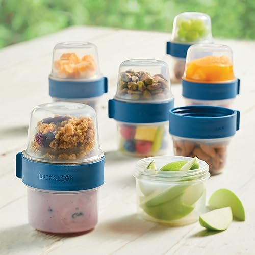 Miniatura 4 de LOCK & LOCK LocknLock Easy Essentials Twist - Contenedor de dos vías para almacenar alimentos, sin BPA y apto para lavavajillas, juego de 12 piezas,