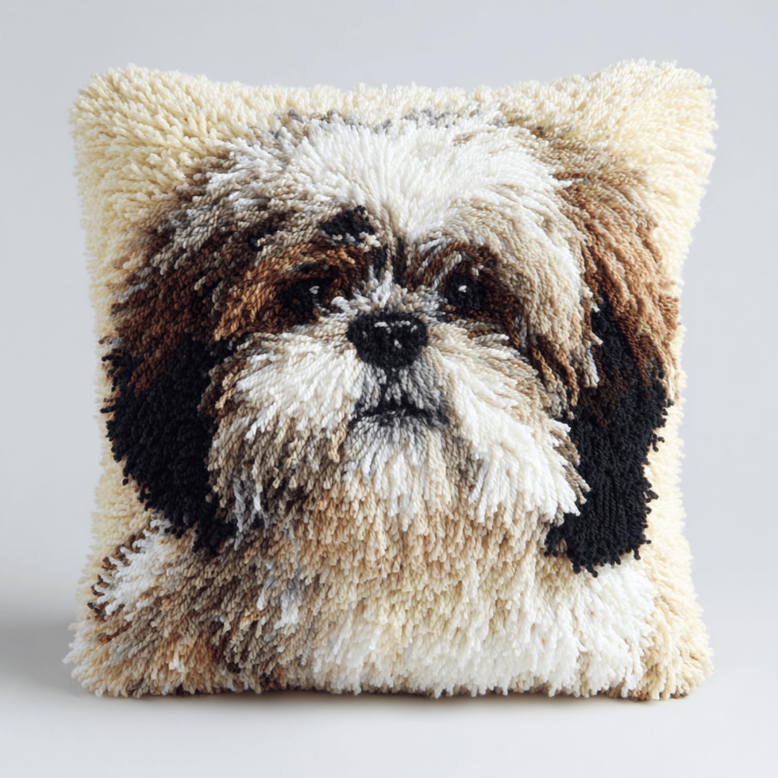 kitphoenix Complete Latch Hook Cushion Kit for Adults Shih Tzu