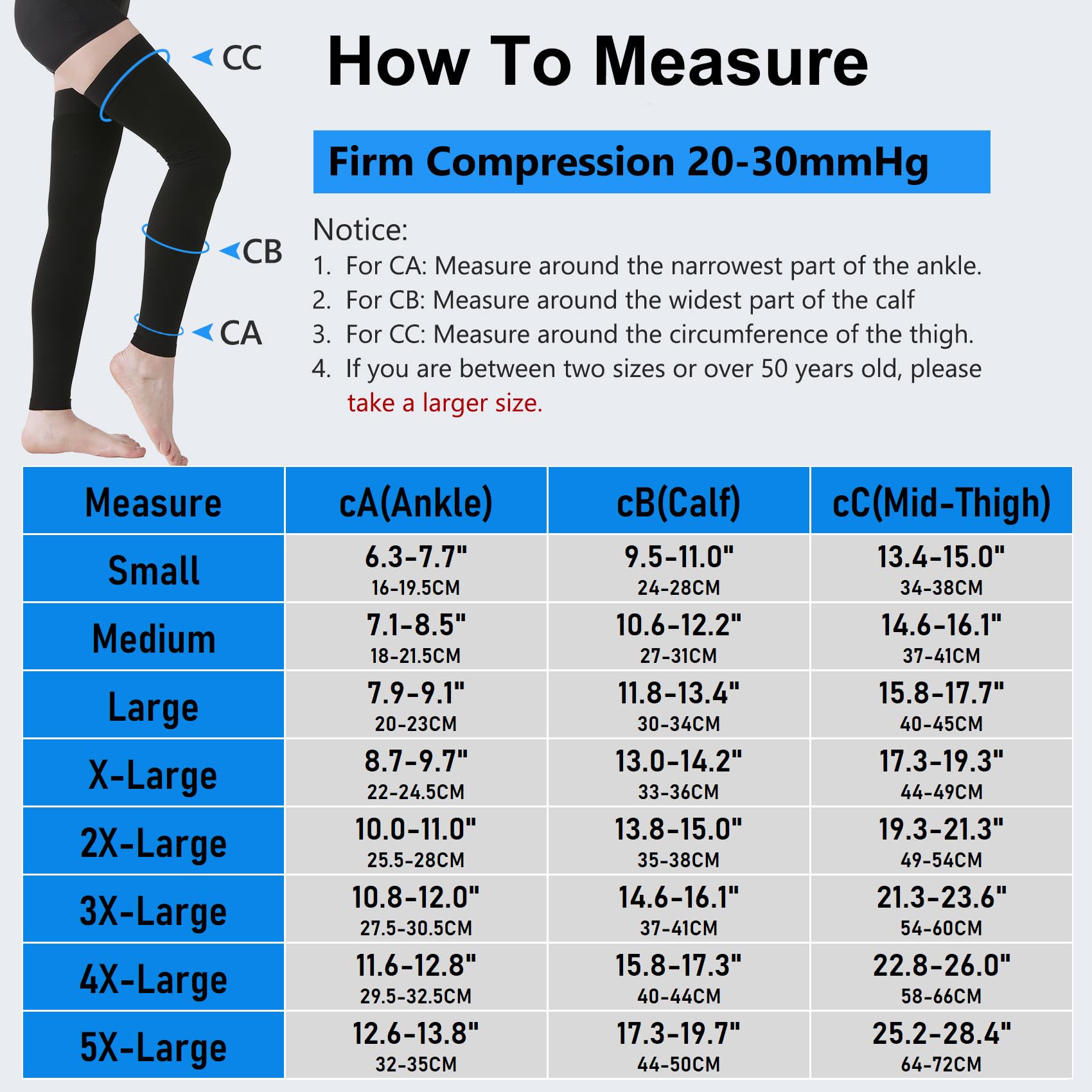 Medias de compresión hasta el muslo sin pies, mangas de compresión unisex para pierna alta, 20-30 mmHg, compresión graduada opaca