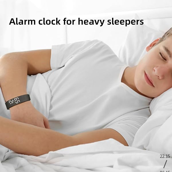 Vibrating Alarm Clock Watch for Heavy Sleepers, Waterproof Wake Up Wristband Alarm Clock for Men & Women, Wearable Vibrating Wrist Alarms - 3