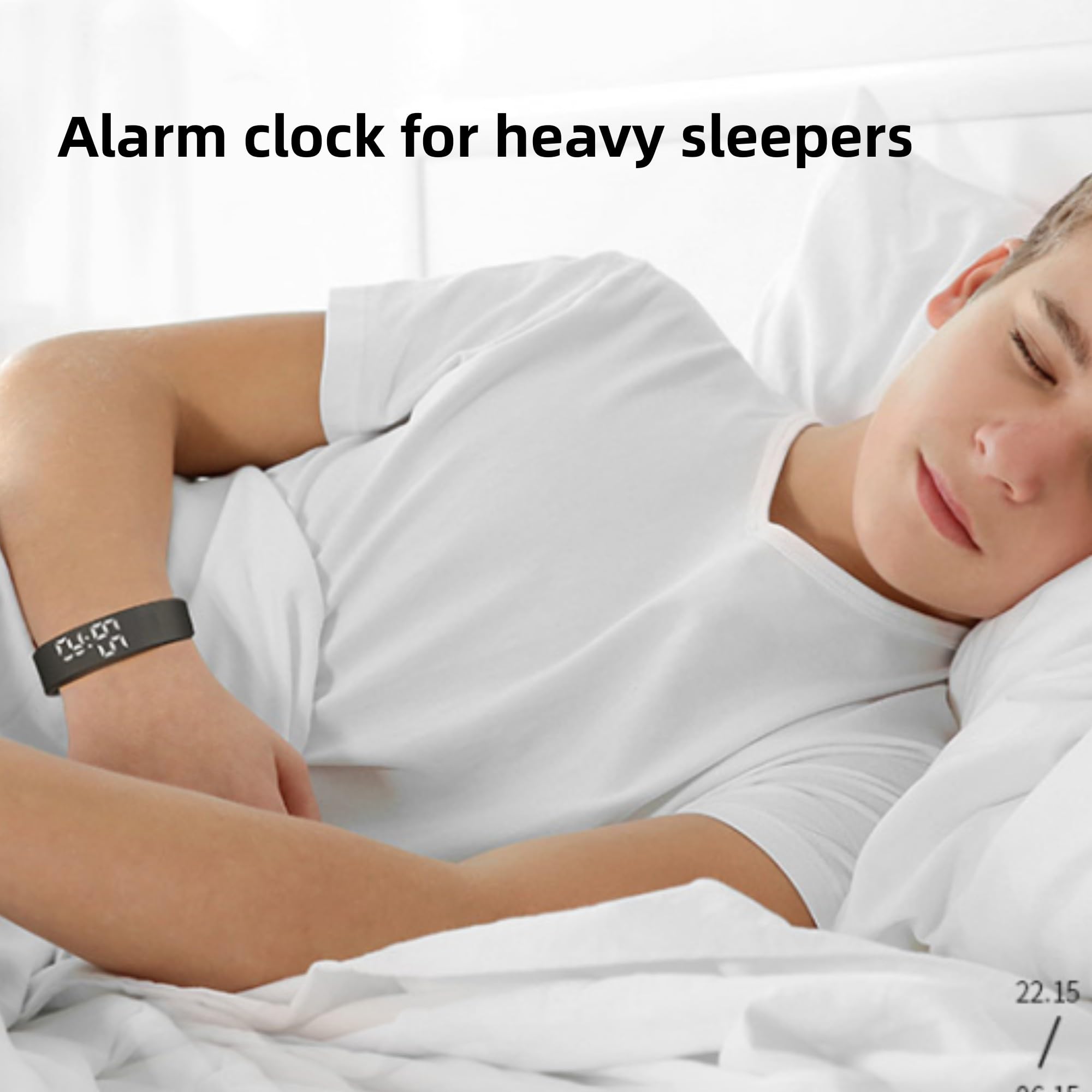 Vibrating Alarm Clock Watch for Heavy Sleepers, Waterproof Wake Up Wristband Alarm Clock for Men & Women, Wearable Vibrating Wrist Alarms — view 3