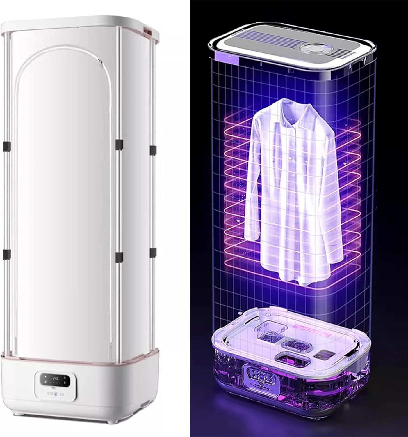 900W Smart Garment Steamer with Remote Control, Portable Automatic Vertical Steam Ironing Machine, Foldable Quick-Drying Steam Closet for Home Clothes & Fabric Care (White)