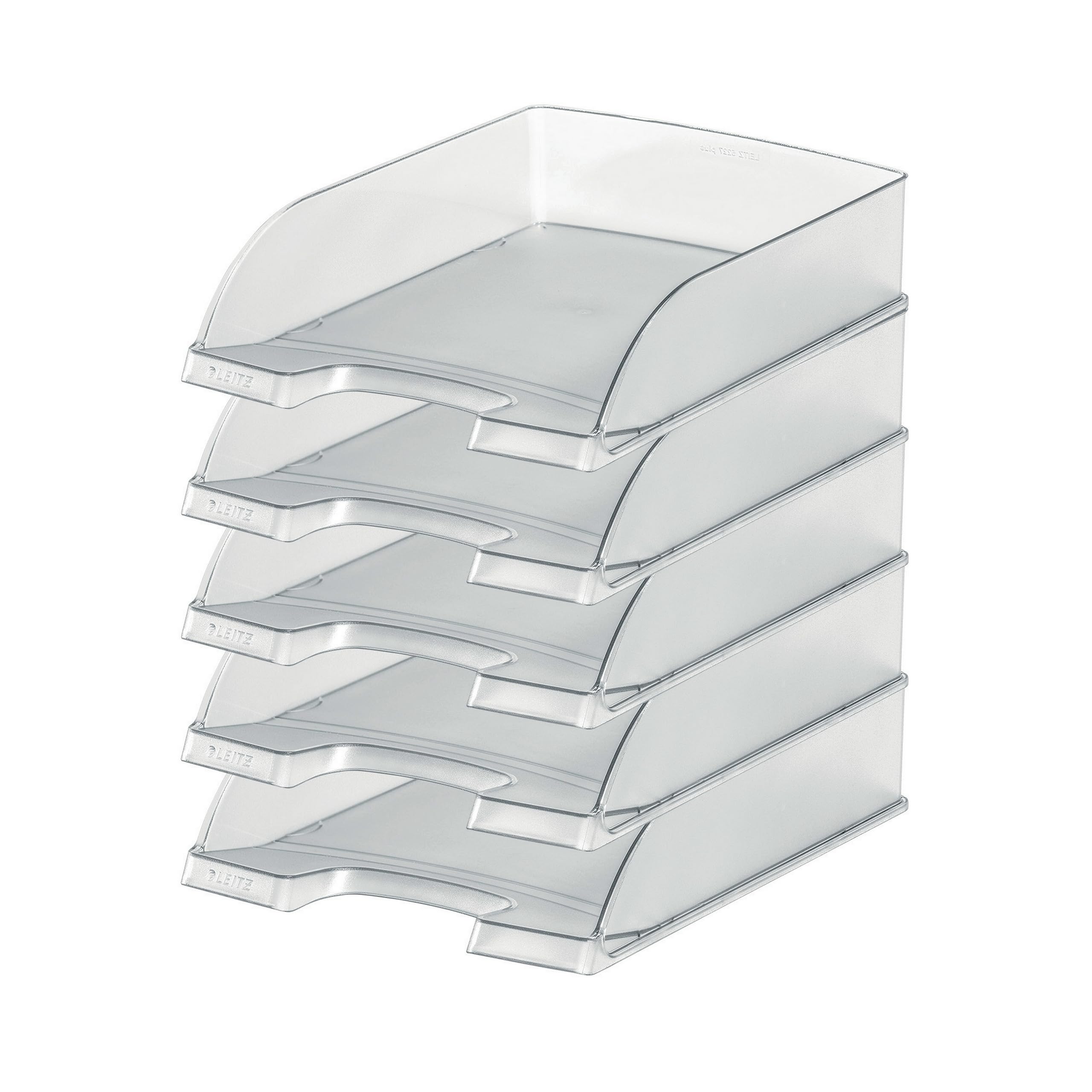 Leitz Plus Letter Tray – 70 mm – Pack of 5 Height 70 mm Transparent/Frosted — image 1