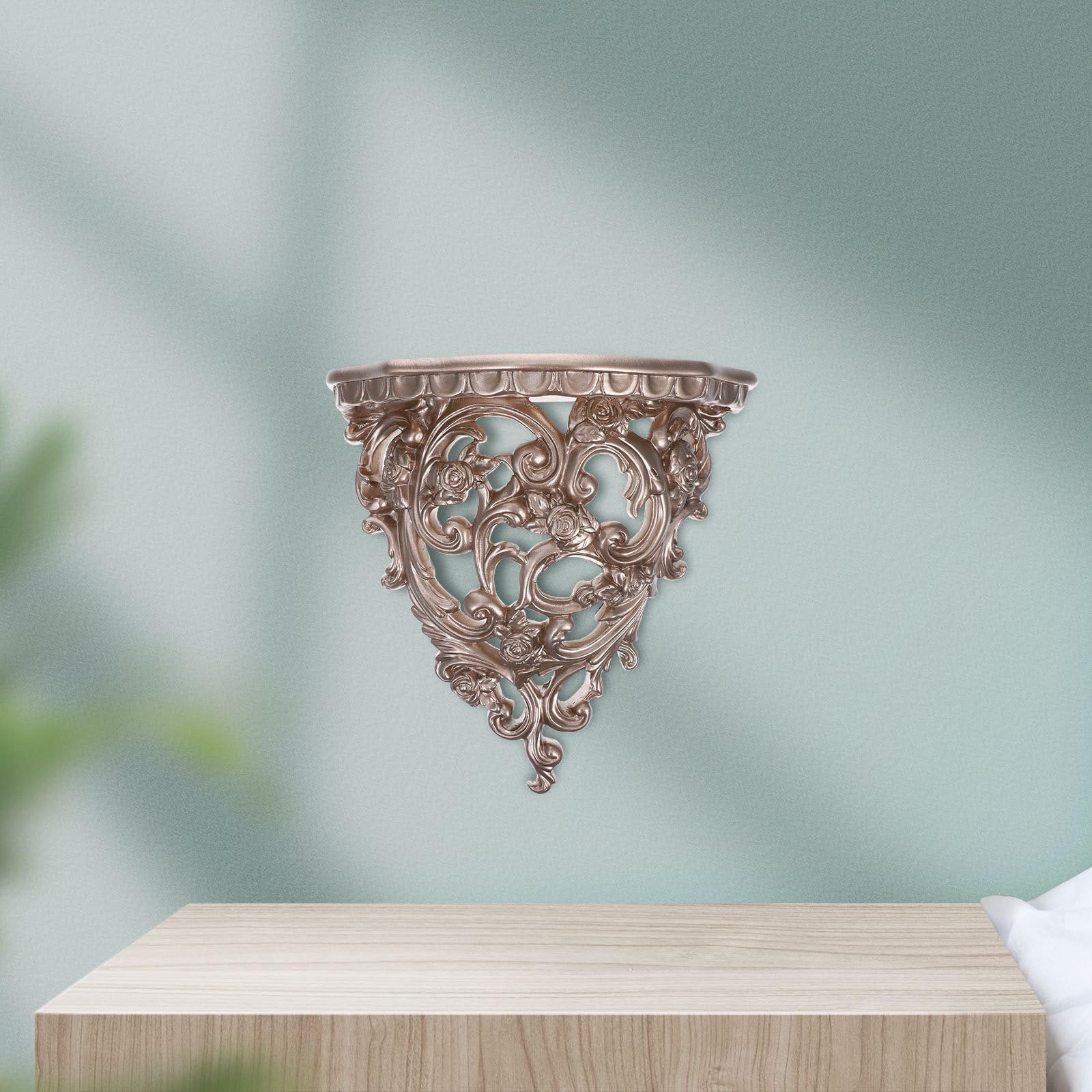 SHINEOFI Estante de Pared Flotante para Guardar Gel de Ducha y Jabón Gran Capacidad de Resina Dorado Estilo Moderno Tallado Adecuado para Baño o Cocina