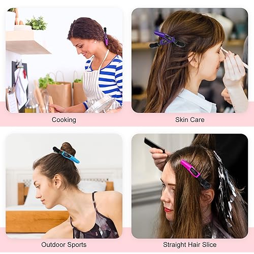 Miniatura 7 de Pinzas para el cabello, 10 pinzas para el cabello de cocodrilo, antideslizantes, para peinar, seccionar, duraderas, para mujeres, clip de plástico