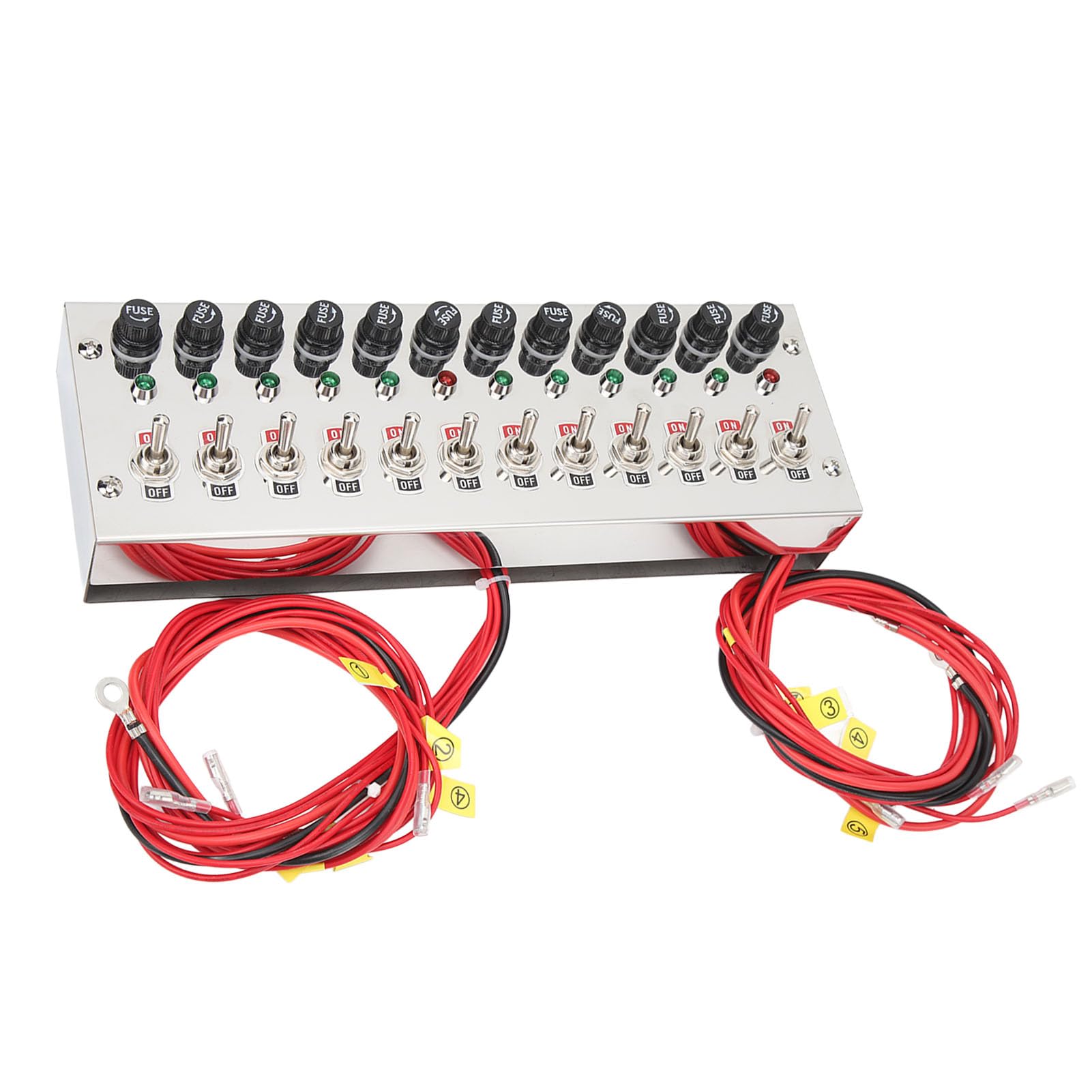 Panel de Interruptor Basculante de 12 Bandas DC 12-24 V Panel de Interruptor de Encendido y Apagado de Palanca para Montaje en Tablero para Autos de Carreras, Camiones, Yates,