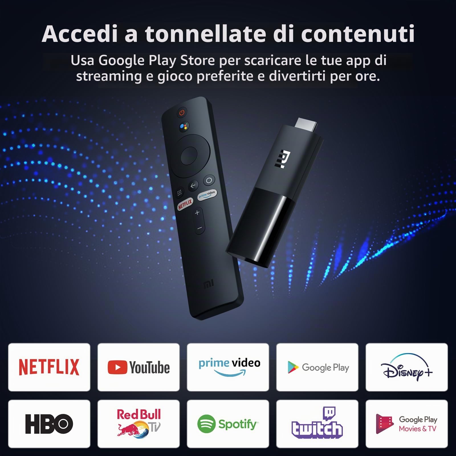 Xiaomi Mi TV Stick 2K, Lettore Streaming Portatile, Chromecast integrato, Assistente Vocale Google compatibile, Supporta Dolby Multichannel HD e DST, Nero