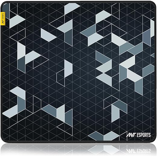 Ant Esports Prism Mouse Pad 260X210X3mm with Anti-fray Stitching, Waterproof Surface & Non-Slip Rubber Base Stitched Edges Gaming Mouse Mat for Laptop, Compatible with Laser and Optical Mice – Black