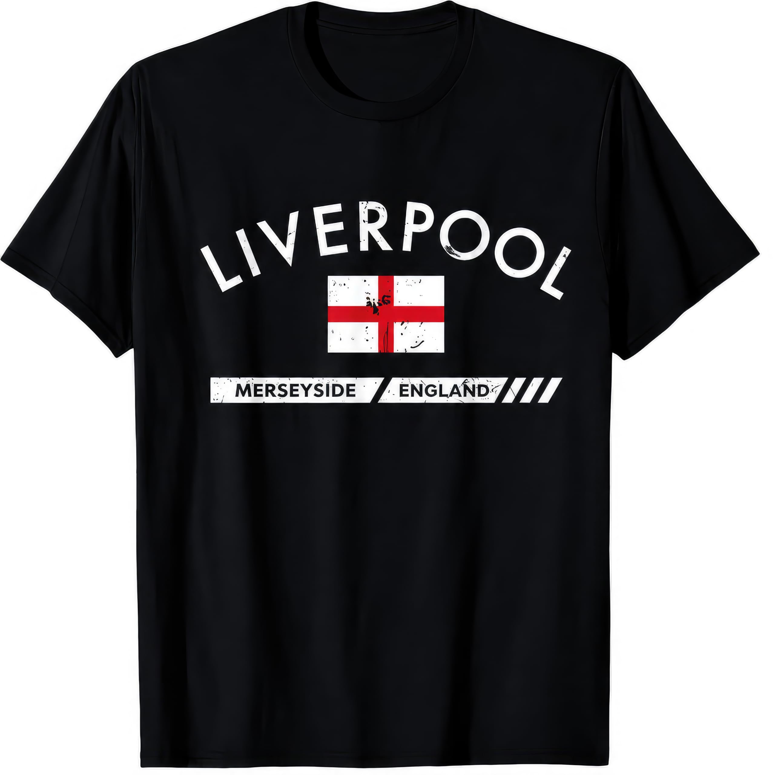 Liverpool Merseyside England Vintage Flag Graphic Kids Womens Mens T Shirt 12-13 Black