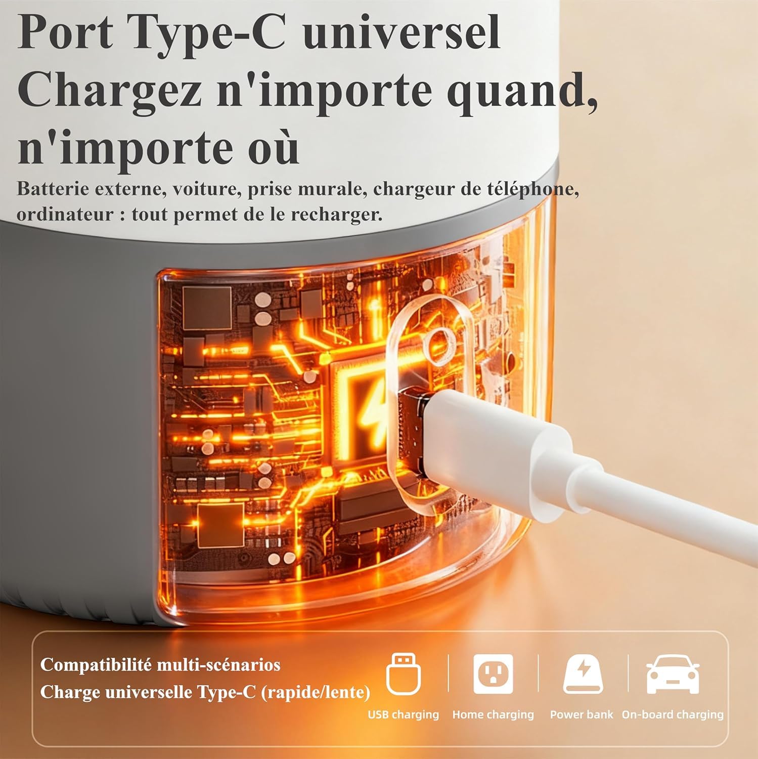 Chauffe Biberon nomade 500ML de voyage, Couvercle-tasse inclus, Batterie longue durée, Chauffe en 3 minutes, Contrôle précis de la température