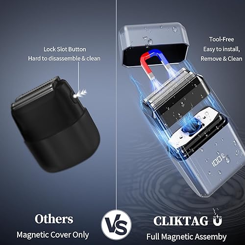 Miniatura 8 de Mini afeitadora eléctrica de aluminio para hombres, maquinilla de afeitar eléctrica portátil de viaje para cara, IPX7 impermeable, recargable USB-C,