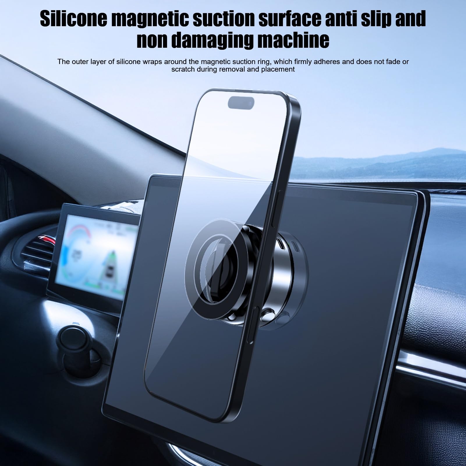 Supporto per telefono da auto, supporto magnetico rotante a 360 gradi, supporto elettrico a ventosa per cruscotto, ripetizione regolabile, supporto per telefono da auto, pieghevole in