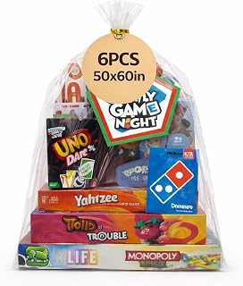 WIKDAY Large Cellophane Bags for Gift Baskets Wrapping 50x60 Inches 6 PCS | Jumbo Cellophane Gift Bags, Clear, Plastic, For Gift Giving & Packaging Raffle Baskets, Easter, Baby Shower, Wedding