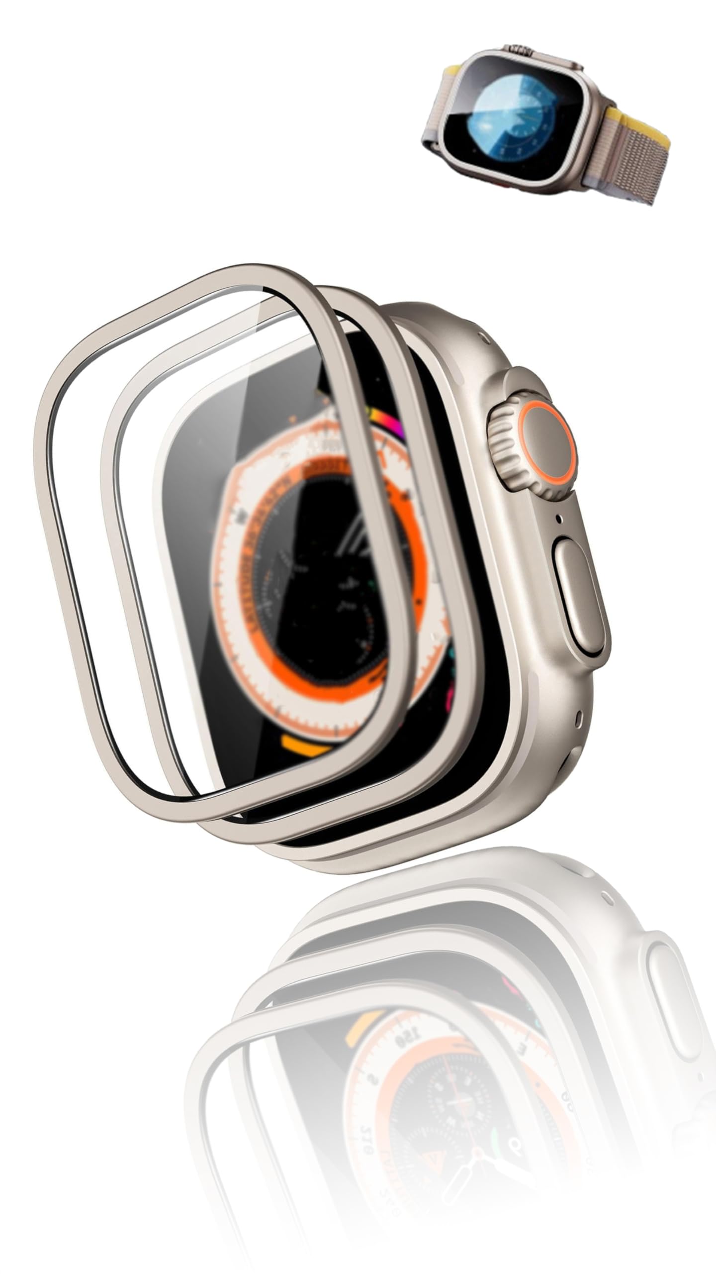 Compatible for Apple Watch Ultra 2 Tempered Glass Screen Protector, Titanium Frame Compatible, Anti-Scuff & Drop Protection Film