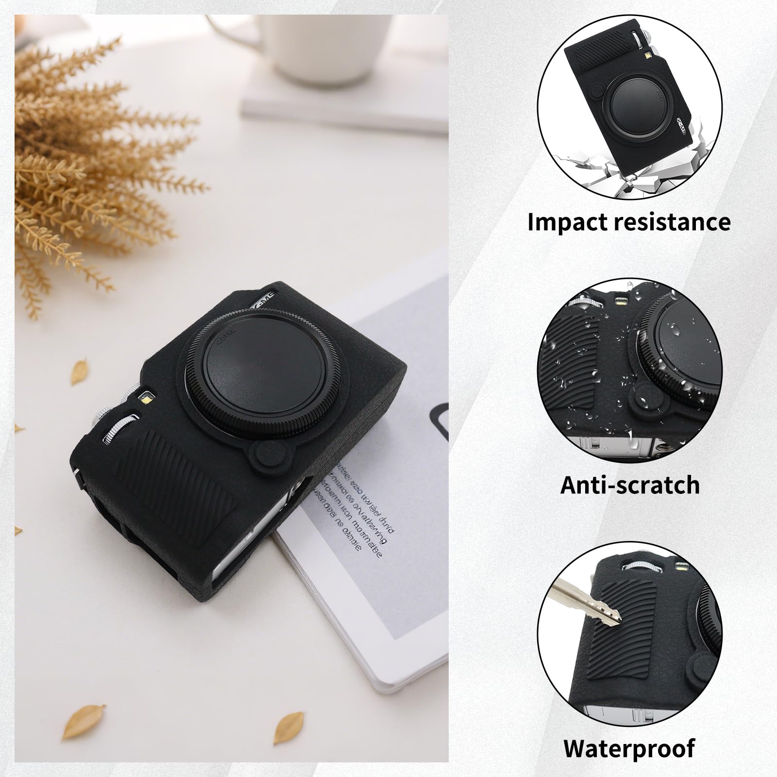 MUZIRI KINOKOO Custodia compatibile con Fujifilm X-M5/Fuji XM5 fotocamera digitale, Custodia morbida in silicone per Fuji X-M5 con superficie opaca design - Antiscivolo e antigraffio - Nero
