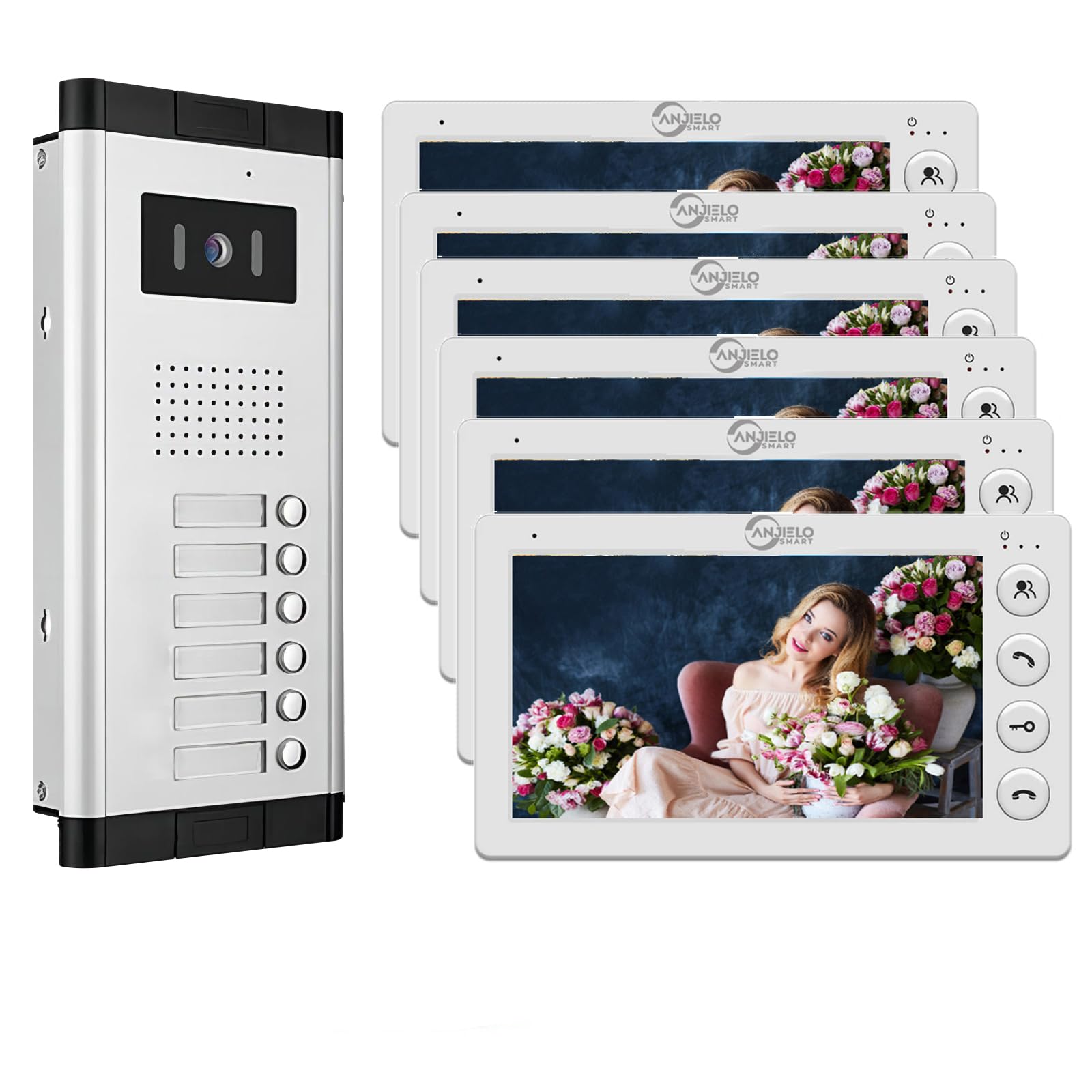 Sistema di interfono video cablato per appartamento, kit videocitofono da 7 pollici con 2/3/4/5/6/8/10/12 unità, videocitofono per interni ed esterni, audio bidirezionale, sblocco con una chiave per