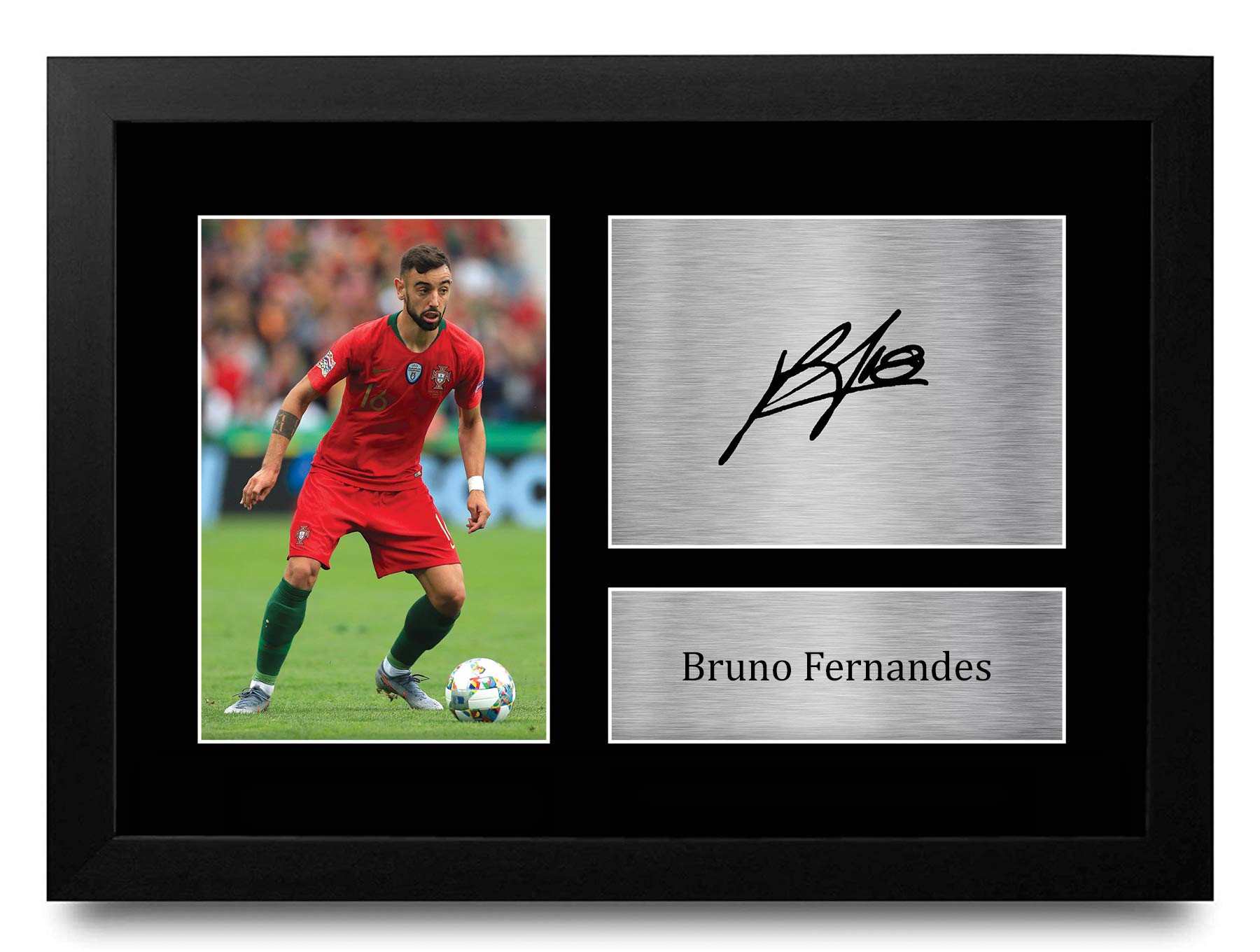 HWC Trading FR A4 Bruno Fernandes Portugal Gifts Printed Signed Autograph Picture for Fans and Supporters - A4 Framed