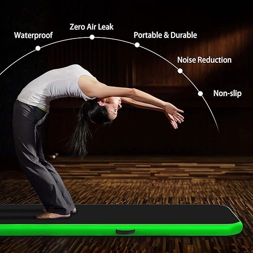 Miniatura 4 de Colchoneta inflable de gimnasia de 10131620 pies con bomba de aire eléctrica para animadoras, prácticas, playa, parque, uso doméstico