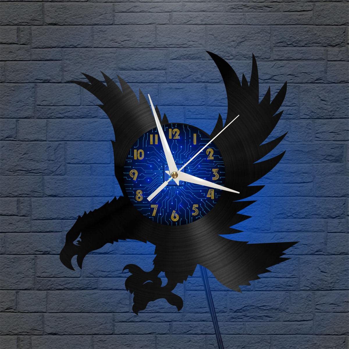 Horloge vinyle aigle YHFR lumineuse pour sublimer votre salon