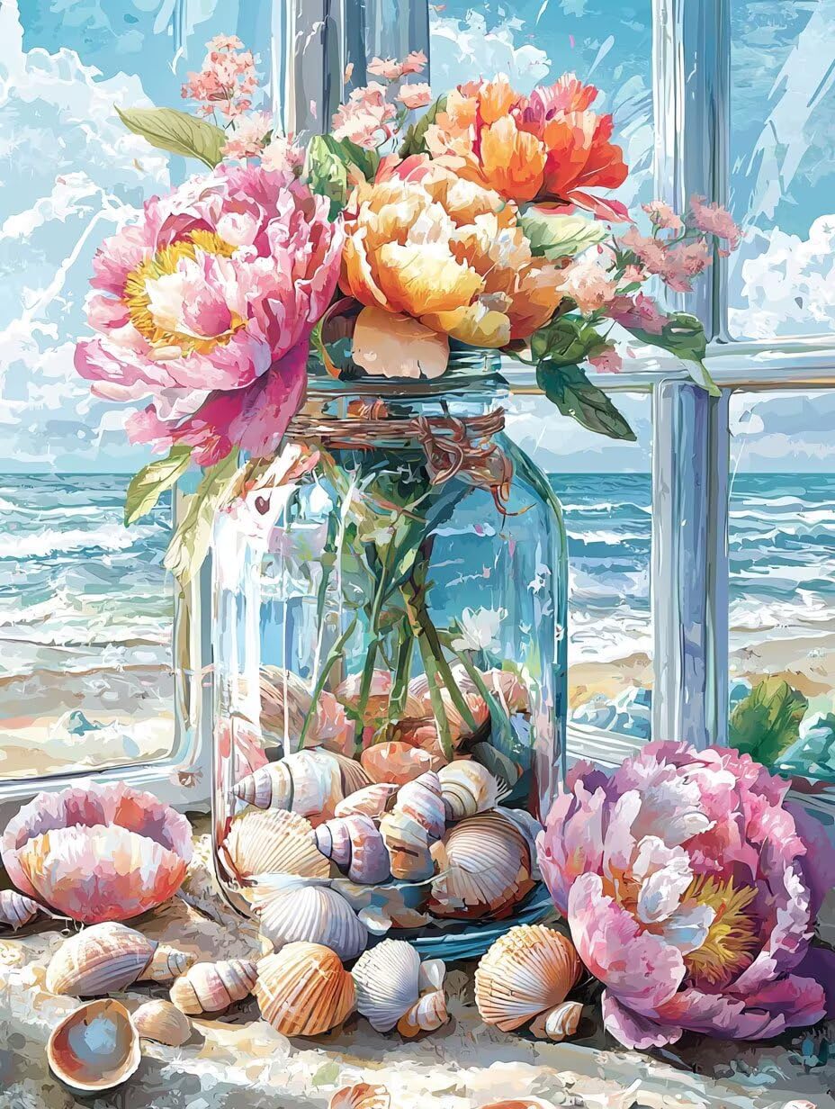 WEISHIWE Krajobraz piwonii Malowanie według liczb Dorosłych, 60x80cm w-688
