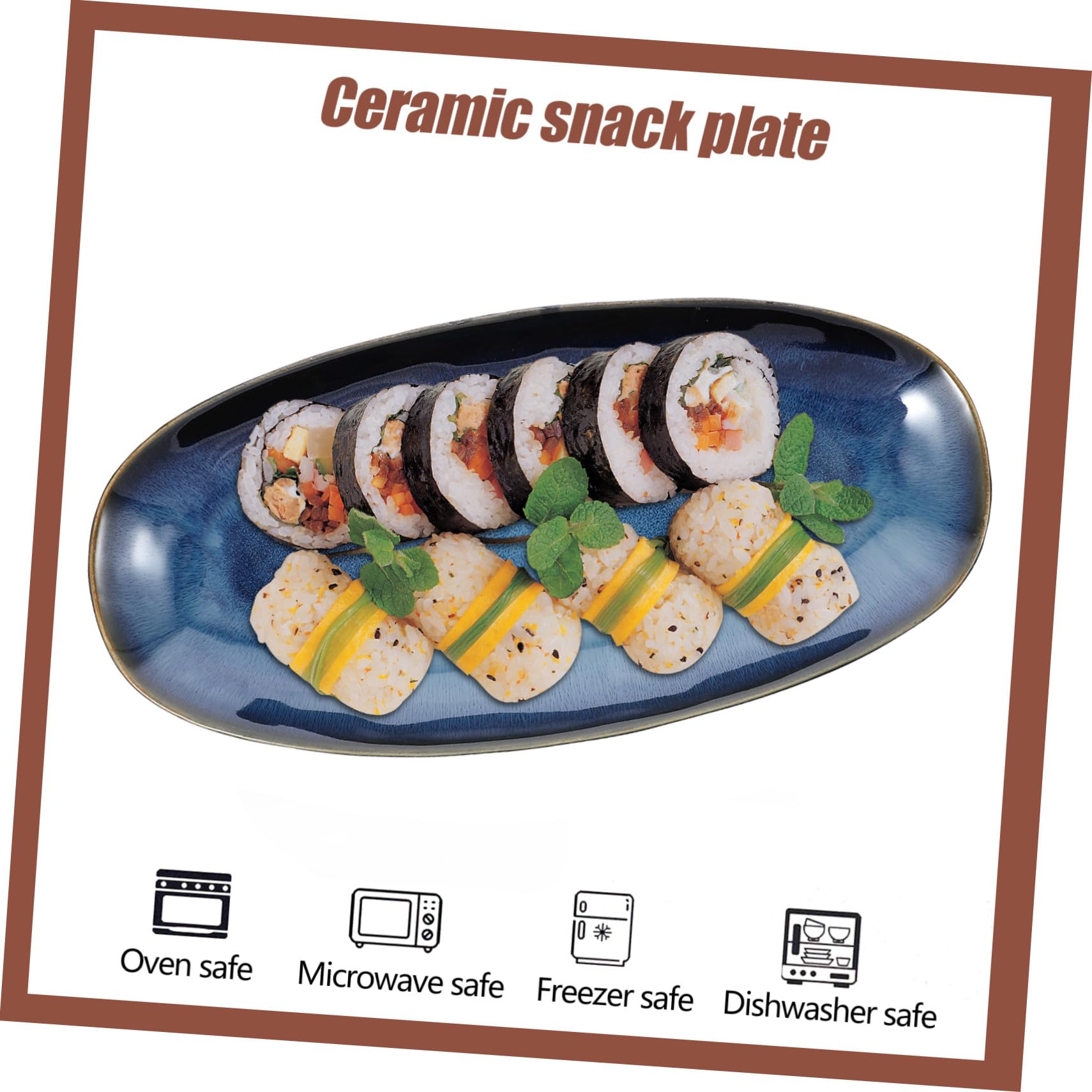 Homoyoyo Piatto Sushi in Ceramica Blu, Vassoio Servire Pesce | Frutta Secca e Antipasti, per Salse e Snack, Adatto a Tavoli di Casa e Bar