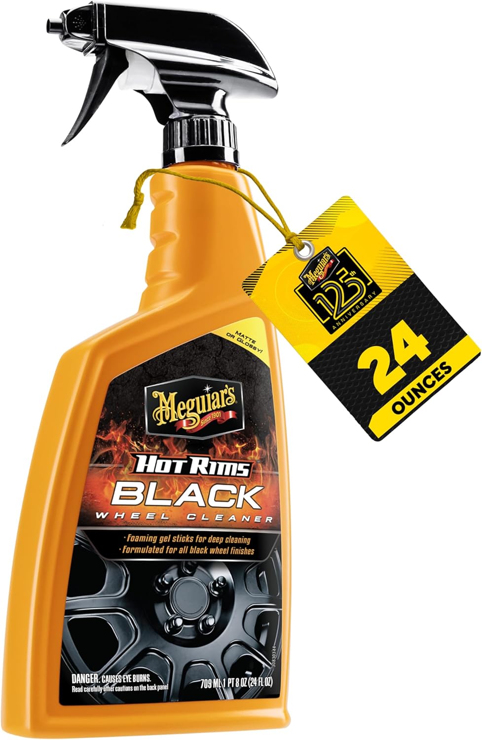 Meguiar's Hot Rims Black Wheel Cleaner, Deep Foaming Gel Specially Formulated to Effectively Clean Matte, Gloss, Satin, and Chrome Black Wheels, 24 Oz Spray Bottle