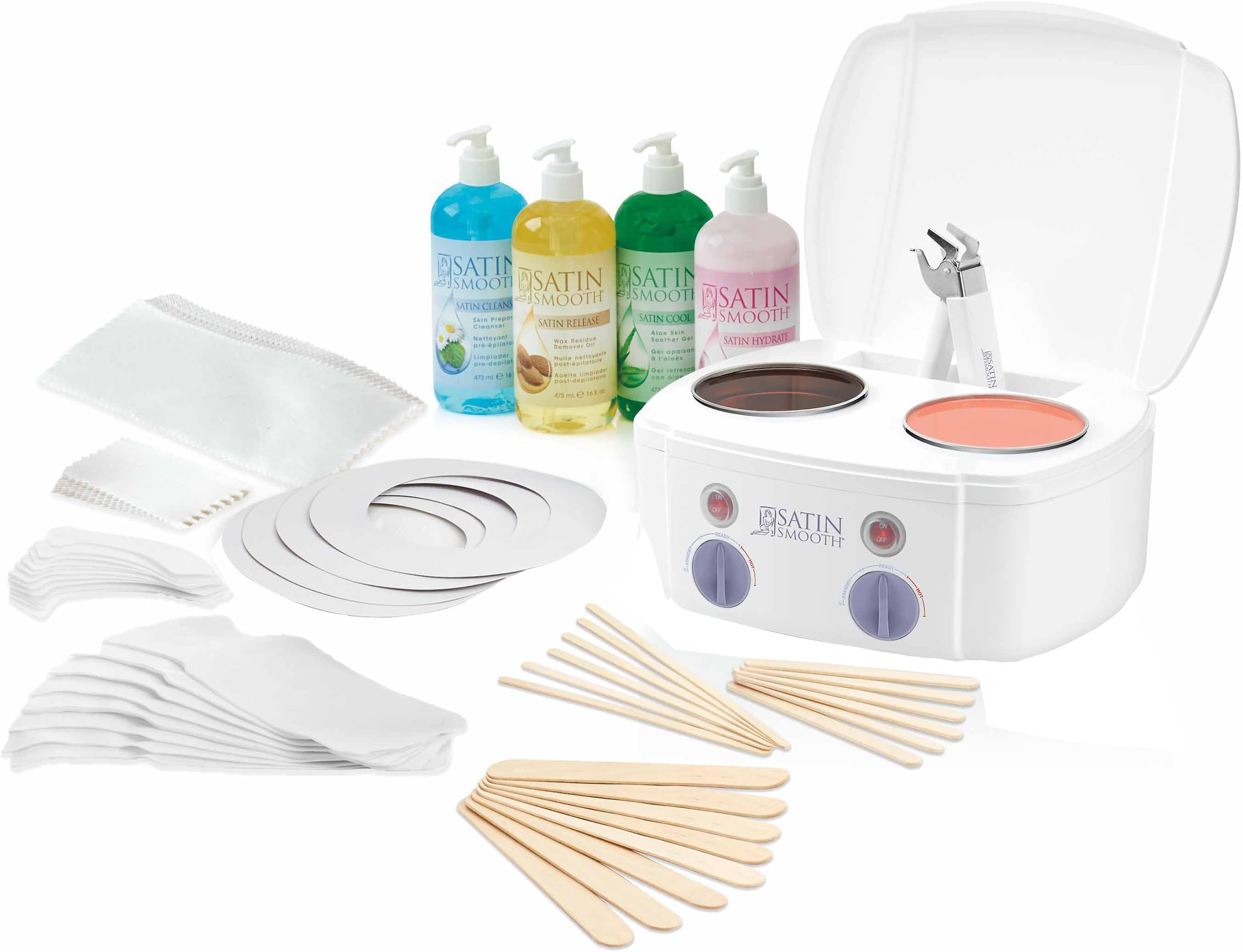 Professional Dual Wax Warmer Kit - Hair Removal System with Hard & Soft Wax Accessories, Pre & Post-Wax Care Supplies, Spa Waxing Kit for Face and Body