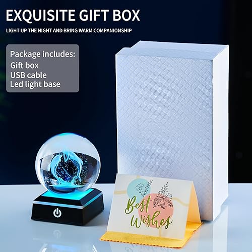 Miniatura 3 de Lámpara de bola de cristal 3D, luz nocturna, 3.15 pulgadas, regalo para mujeres, esposa, novia, niño, decoración romántica de habitación,