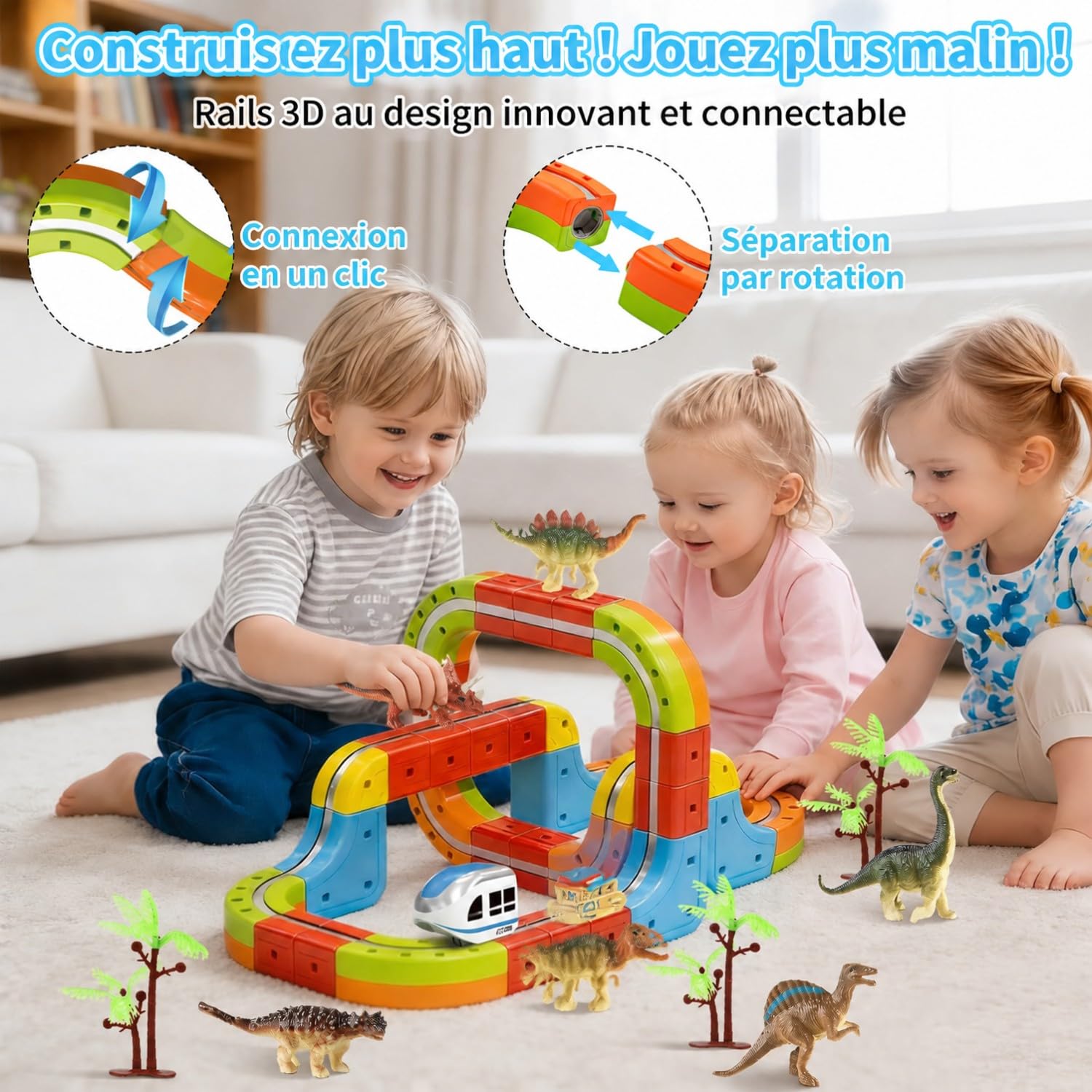 Cube Track Magnetische Block mit, 3D agnetische Block mit Verkehrszeichen, DIY Cube Track & Enthält Züge, STEM Spielzeug Kreatives Konstruktionsspielzeug Geschenk für Kinder ab 3-12 Jahren