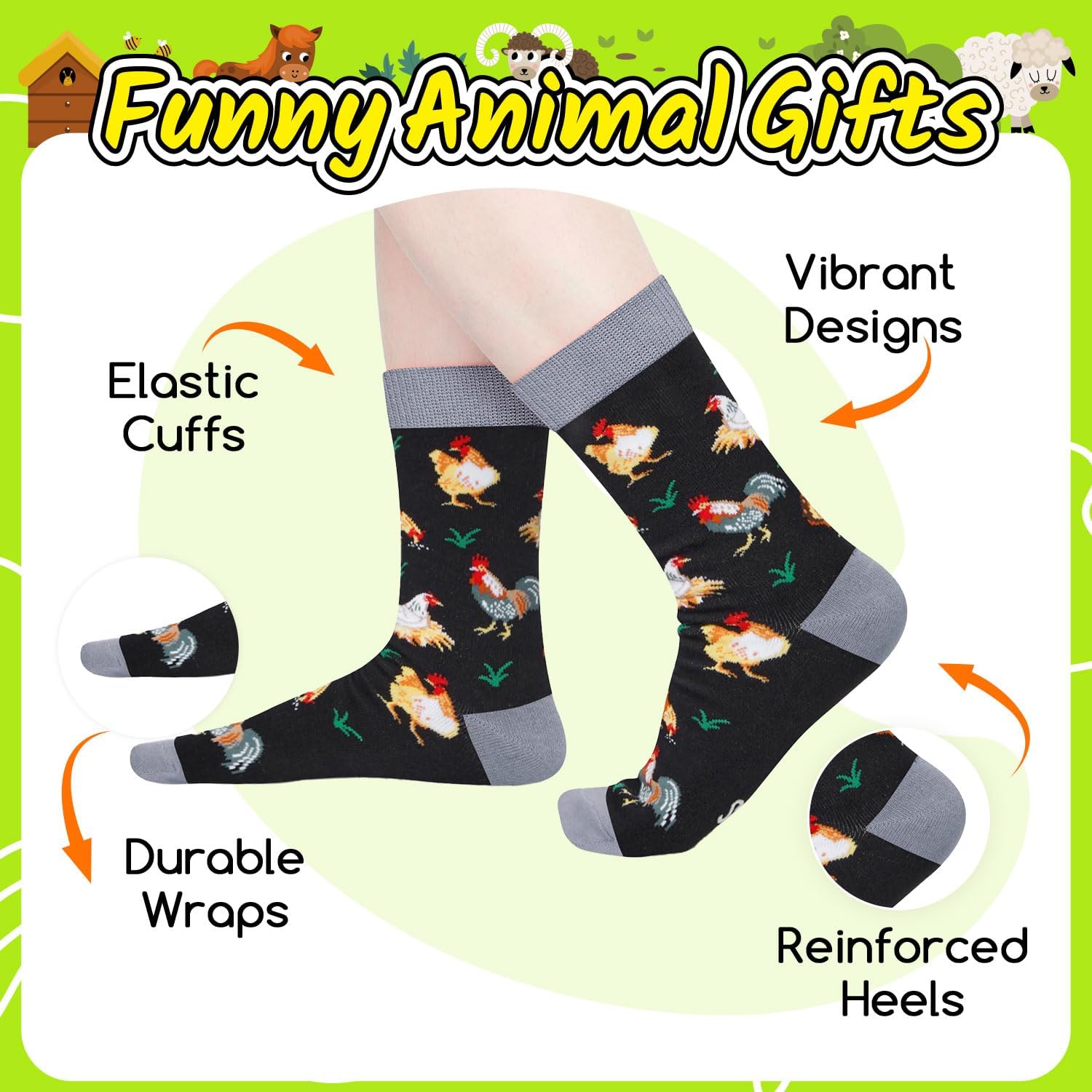 Zmart Chicken Gifts for Women Men - Funny Rooster Socks for Teens Crazy Chicken Lady Gifts - Image 3